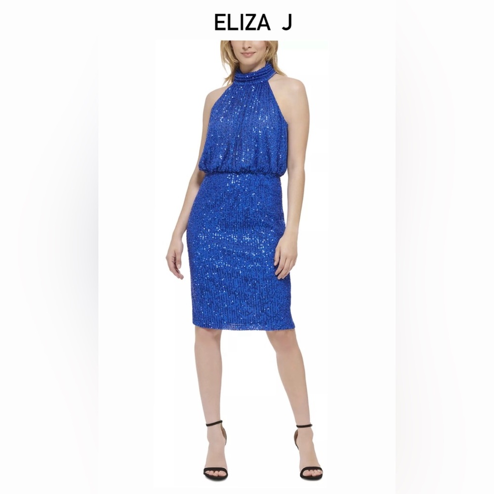 ELIZA J
Sequinned Blouson Shift Dress Size 4